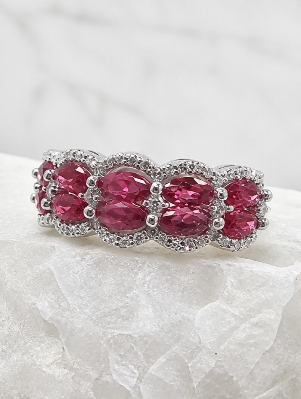 925 Sterling Silver New Ruby CZ Decorative Ring Size 8